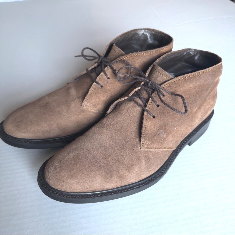 Tods Suede Chukka Boots Mens 7.5 Brown Desert Ankle Shoes Made in Italy